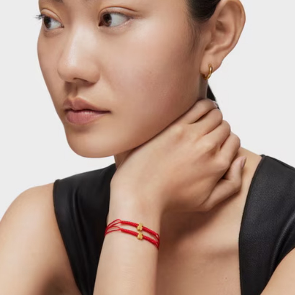 Tous Black Cord and Gold Sweet Dolls XXS Bear Bracelet